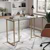 Martha Stewart Eli Home Office Glass Top Desk w/Polished Brass Metal Frame XU-DK-1-GLD-MS